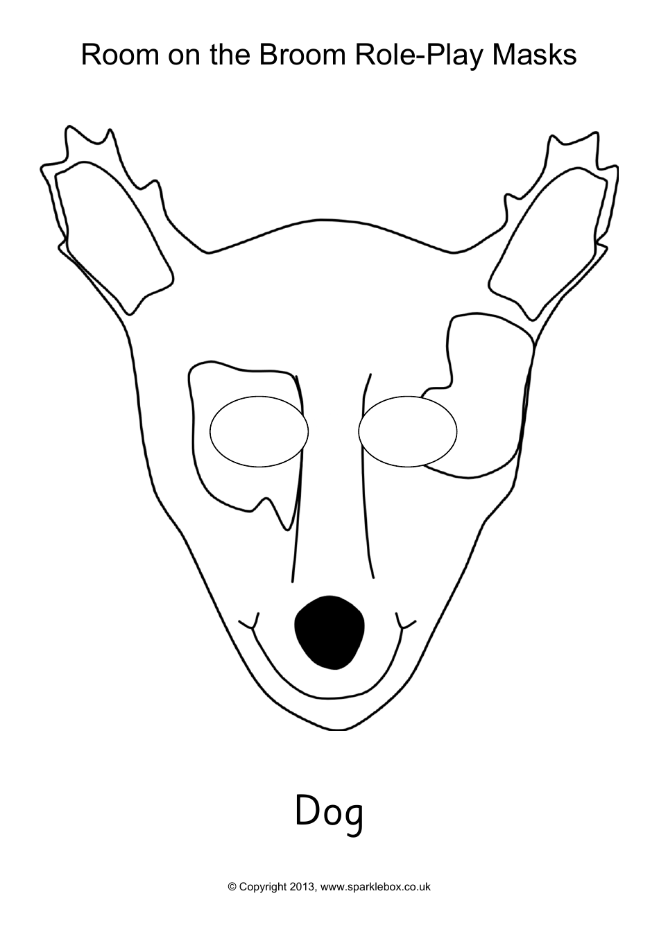 Room on the Broom Role-Play Mask Coloring Templates, Page 3