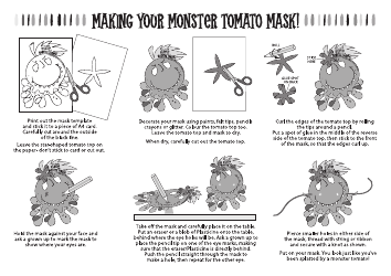 Document preview: Monster Tomato Mask Coloring Template