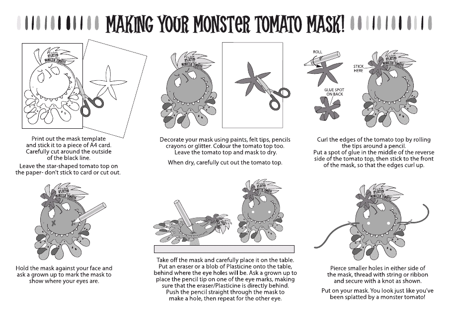 Monster Tomato Mask Coloring Template Download Pdf