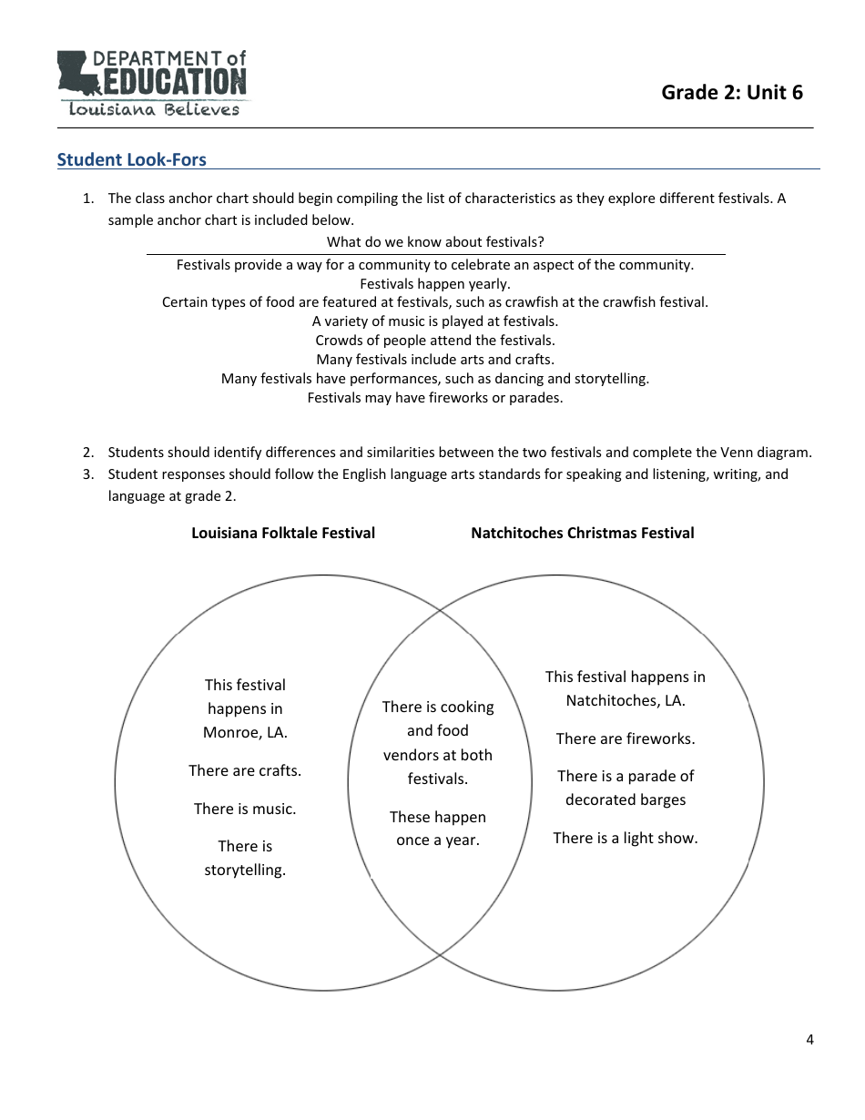 Social Studies - Grade 2, Unit 6 - Festivals - Louisiana, Page 4