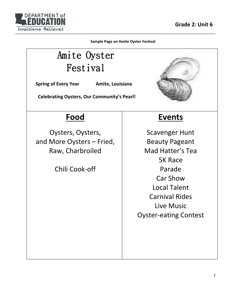 Social Studies - Grade 2, Unit 6 - Festivals - Louisiana, Page 7