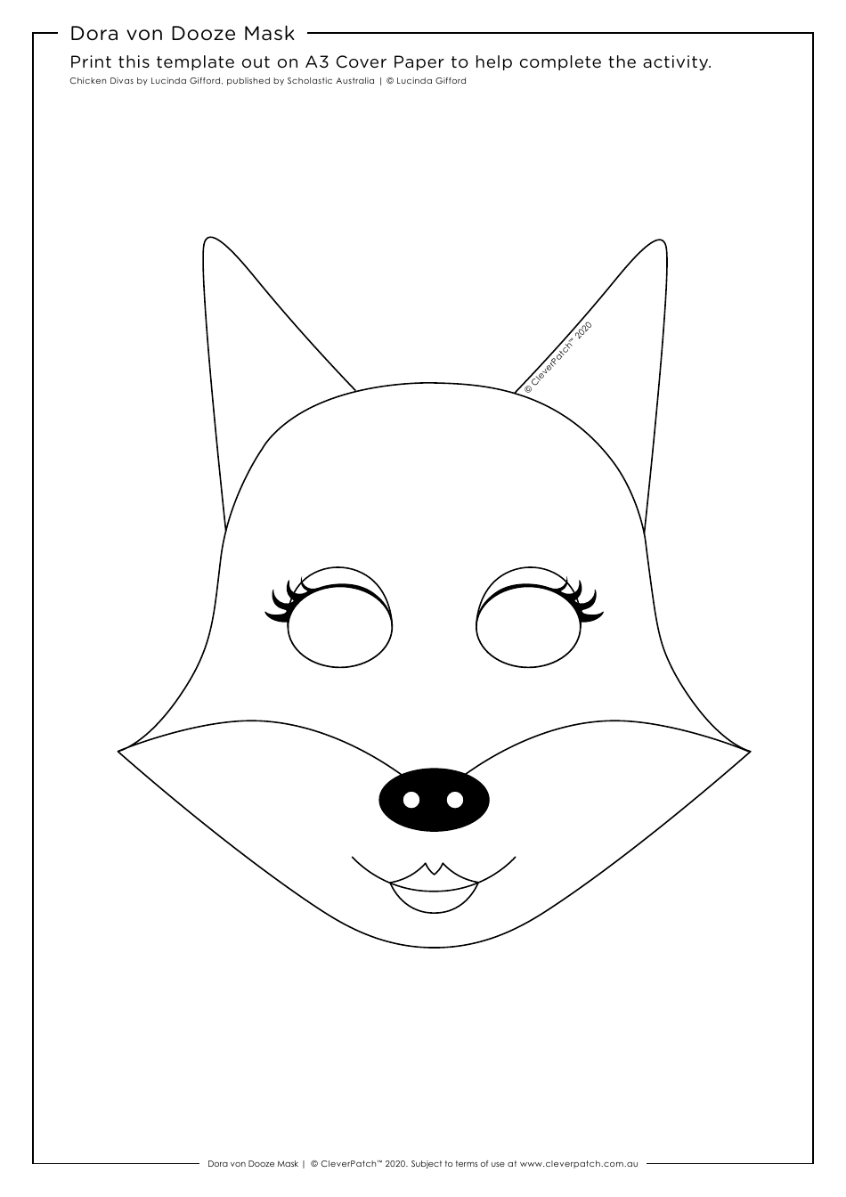 Dora Von Dooze Mask Coloring Template, Page 1