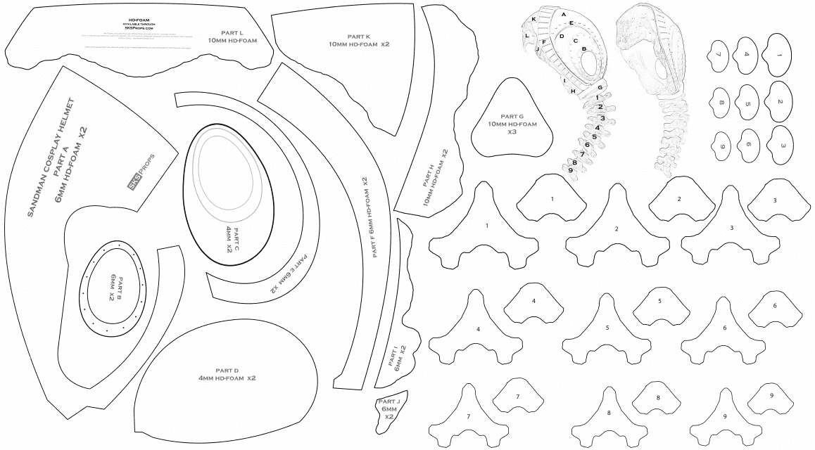 Hd Foam Sandman Cosplay Helmet Template Download Printable PDF 