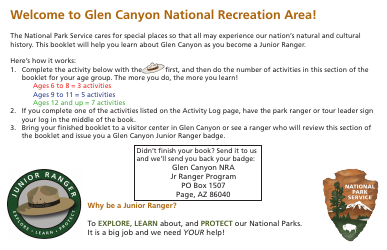 Glen Canyon National Recreation Area Junior Ranger Booklet, Page 2