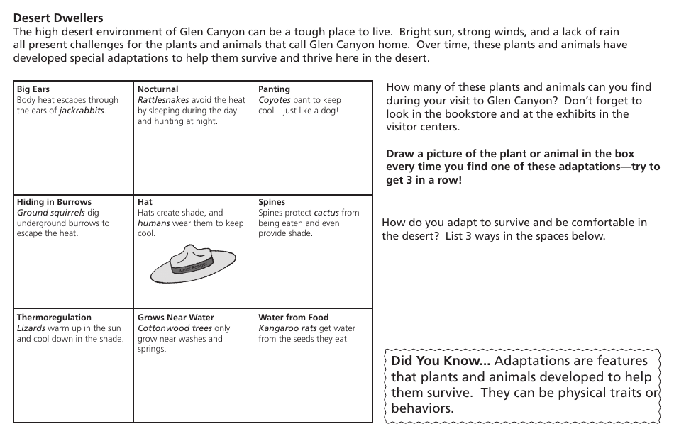 Glen Canyon National Recreation Area Junior Ranger Booklet, Page 9