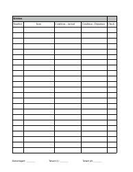 Rental Property Inventory Checklist Template - Lines and Table, Page 3