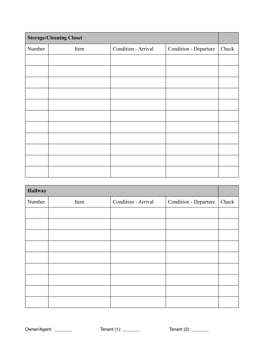 Rental Property Inventory Checklist Template - Lines and Table Download ...