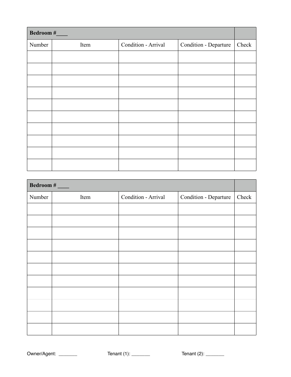 Rental Property Inventory Checklist Template - Lines and Table, Page 5
