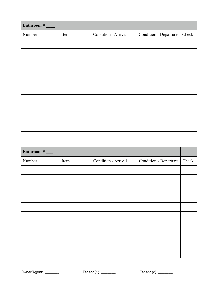 Rental Property Inventory Checklist Template - Lines and Table, Page 6