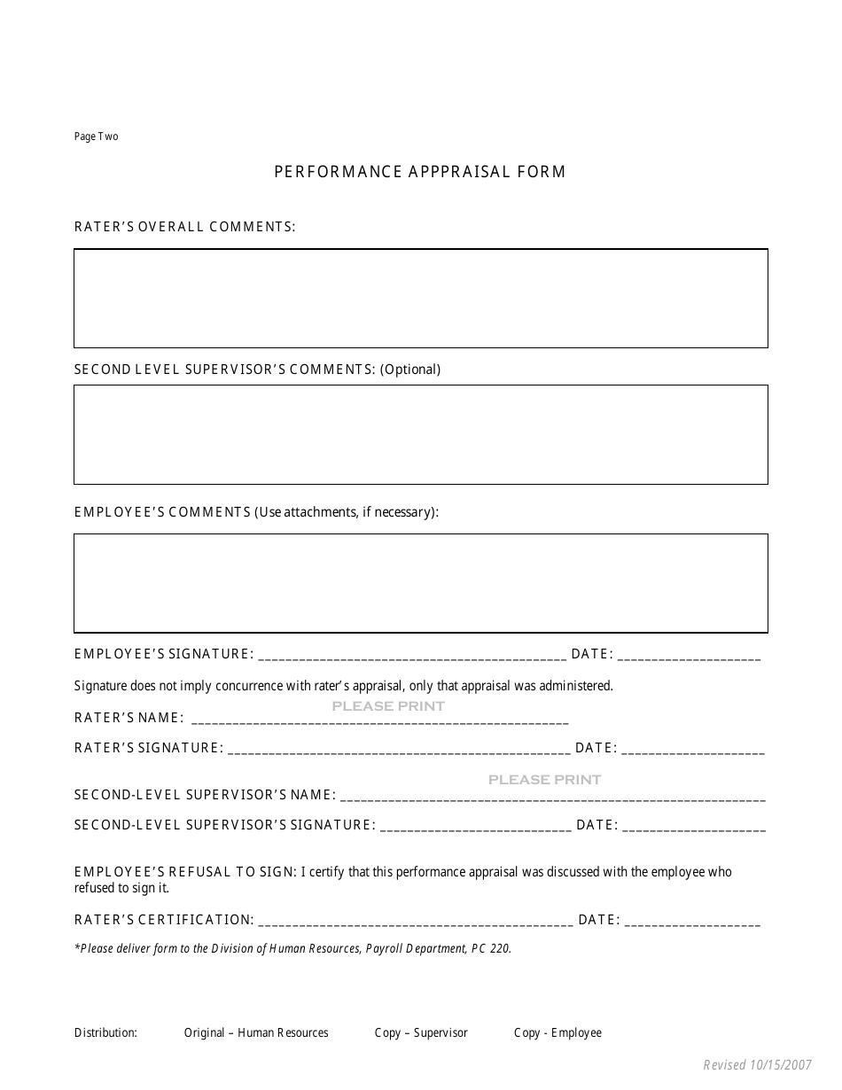 Staff Performance Appraisal Form, Page 3