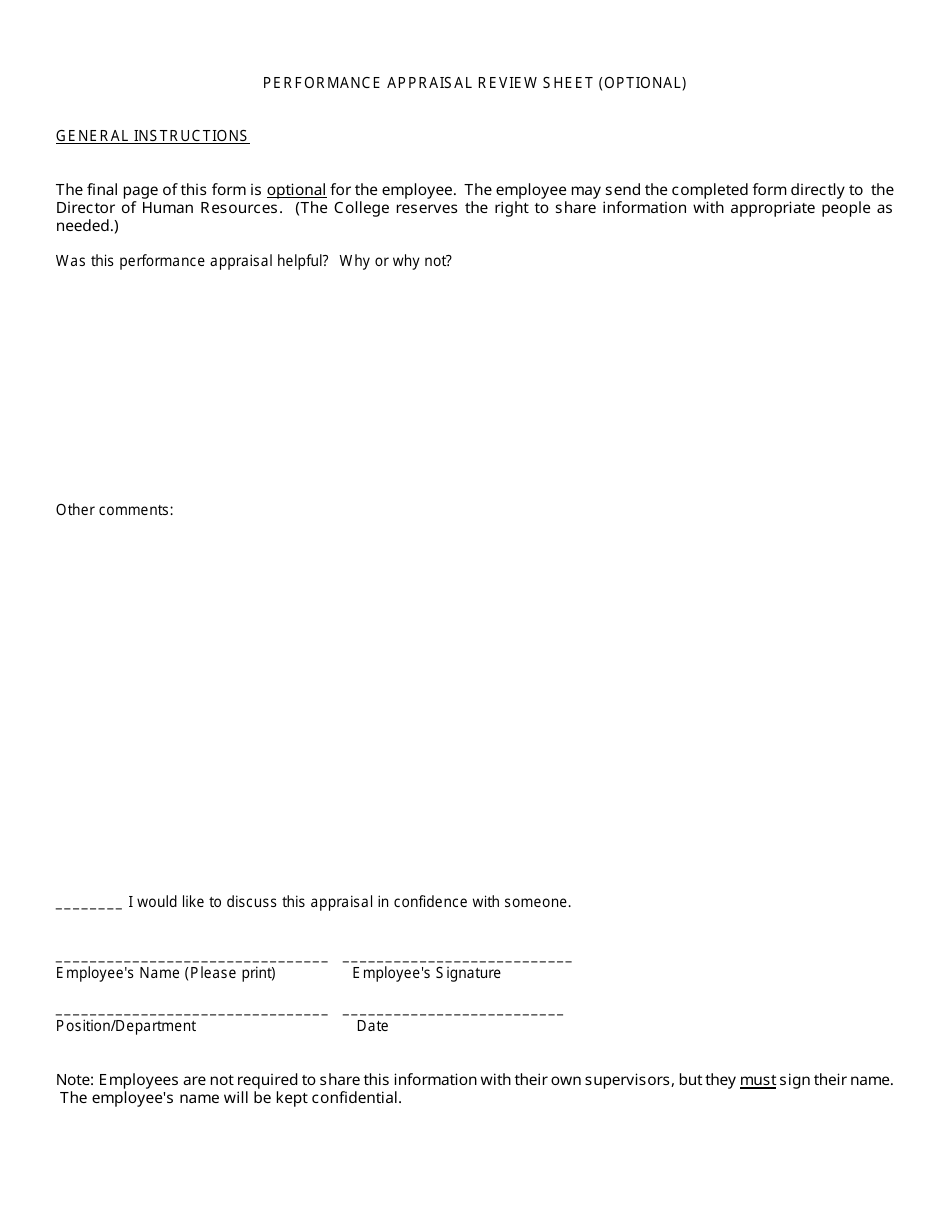 Annual Performance Appraisal Form, Page 4