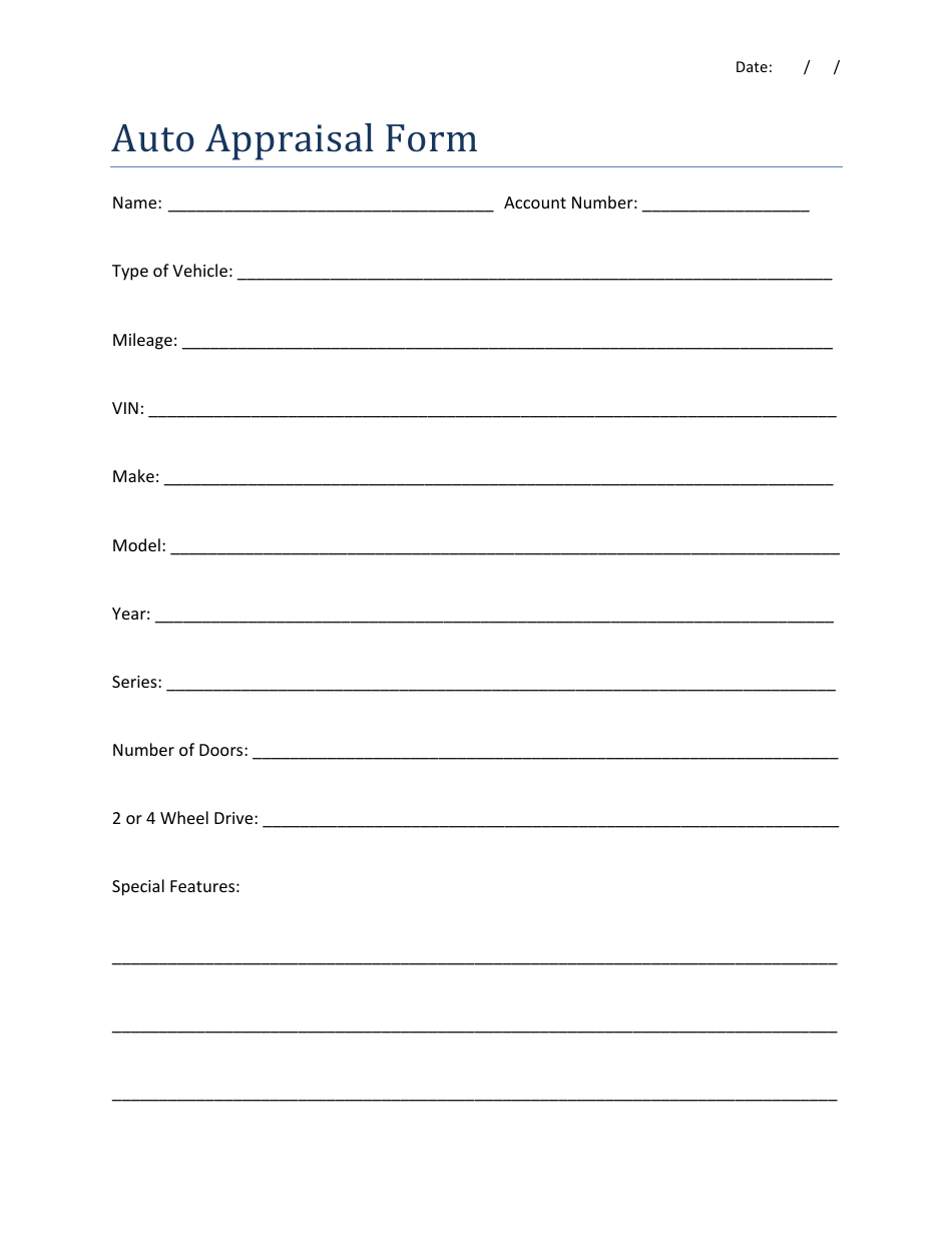 Auto Appraisal Form Fill Out Sign Online And Download PDF Templateroller