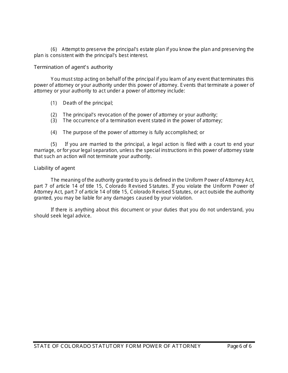 Colorado Power of Attorney Form - Statutory Form - Fill Out, Sign ...