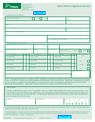 Document preview: Form 1159E Motor Vehicle Appraisal Record - Ontario, Canada