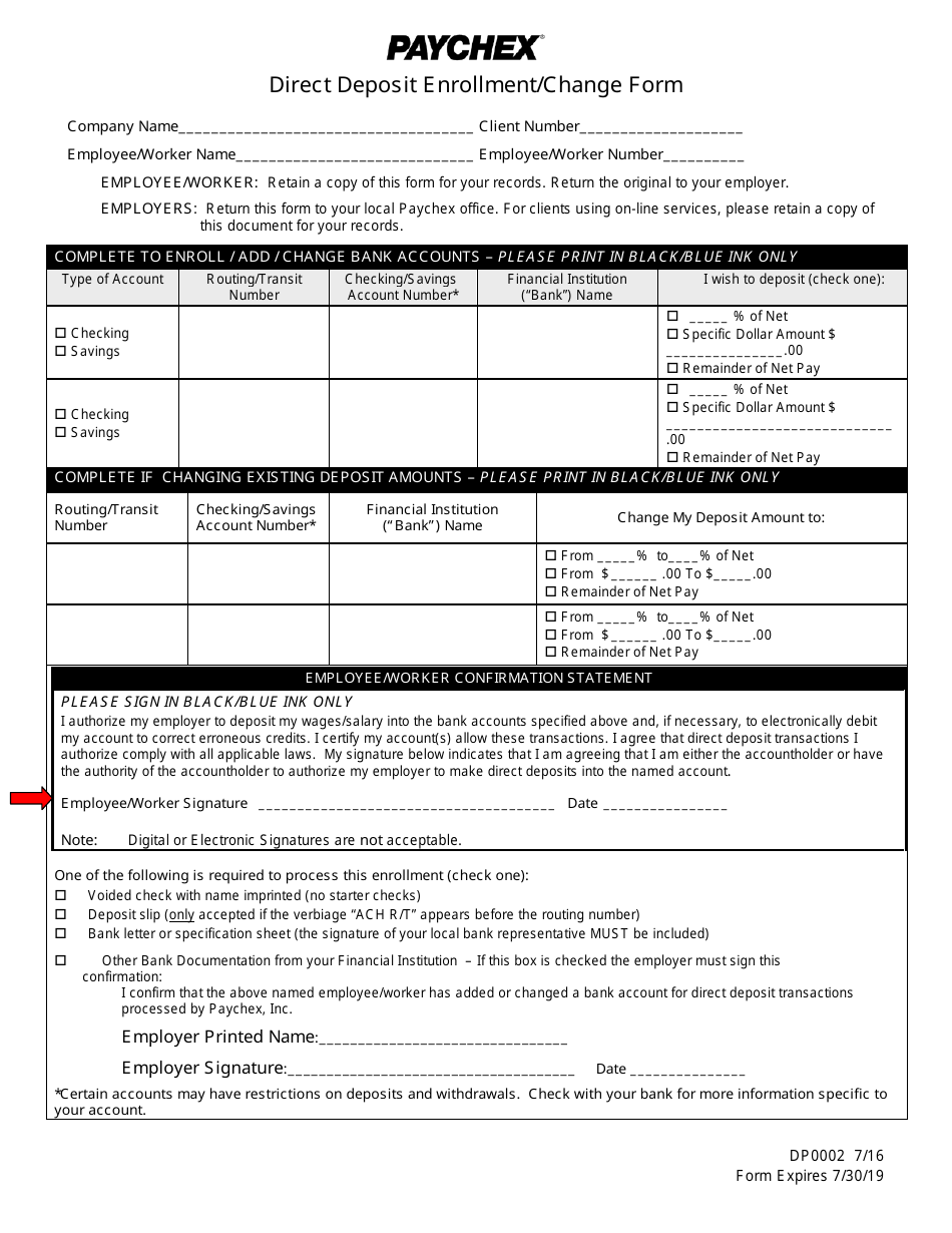 Direct Deposit Enrollment Change Form Paychex Fill Out Sign Online