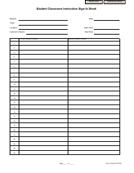 Document preview: Student Classroom Instruction Sign-In Sheet Template