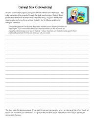 Cereal Box Book Report Template - With Picture, Page 2