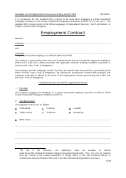 Employment Contract Standard Form - According to the Pheo - Switzerland