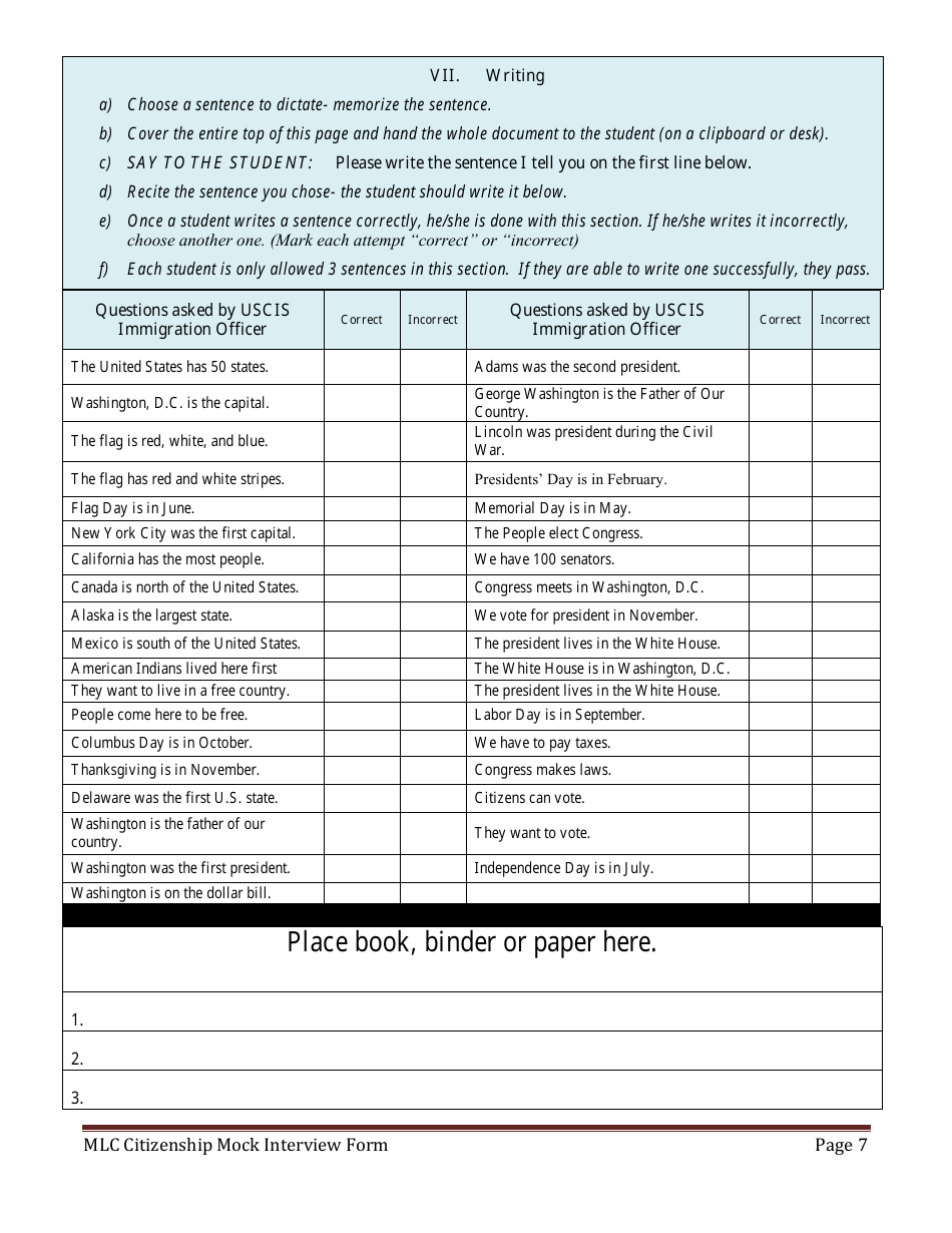 Citizenship Mock Interview Form - Minnesota Literacy Council, Page 7