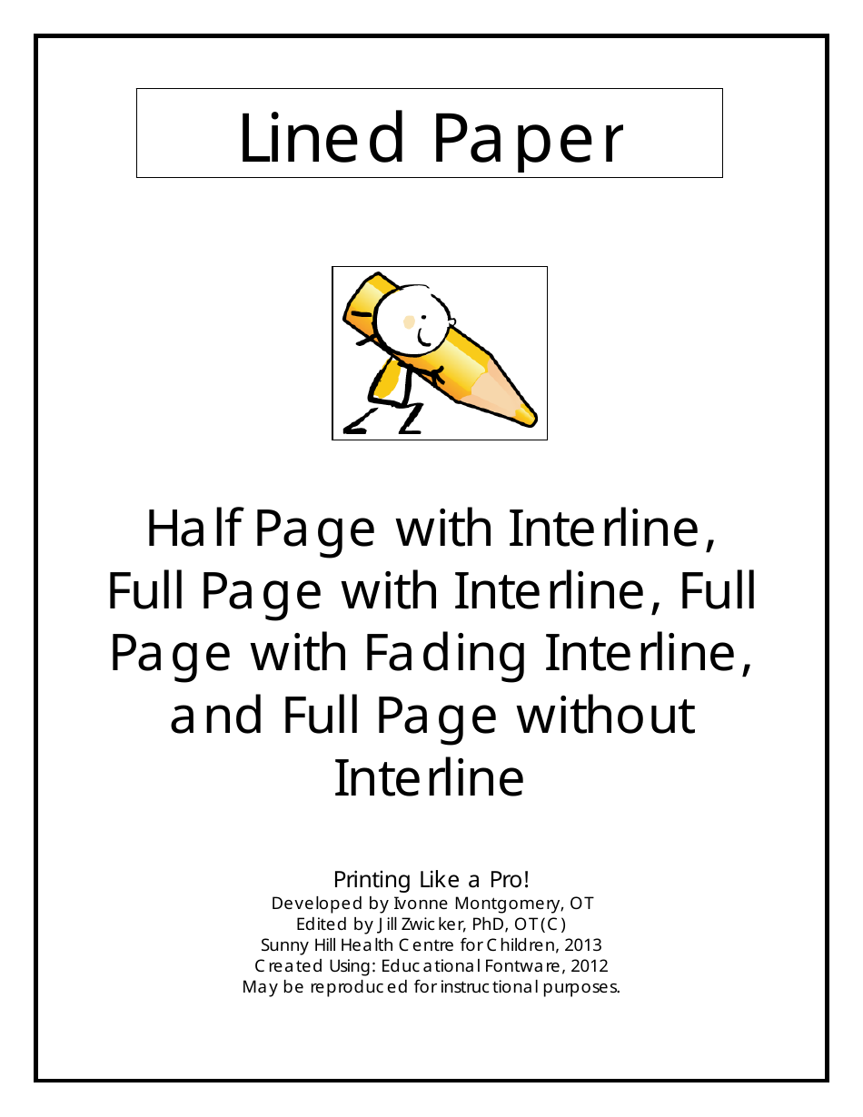 Lined Paper Half Page With Interline Template