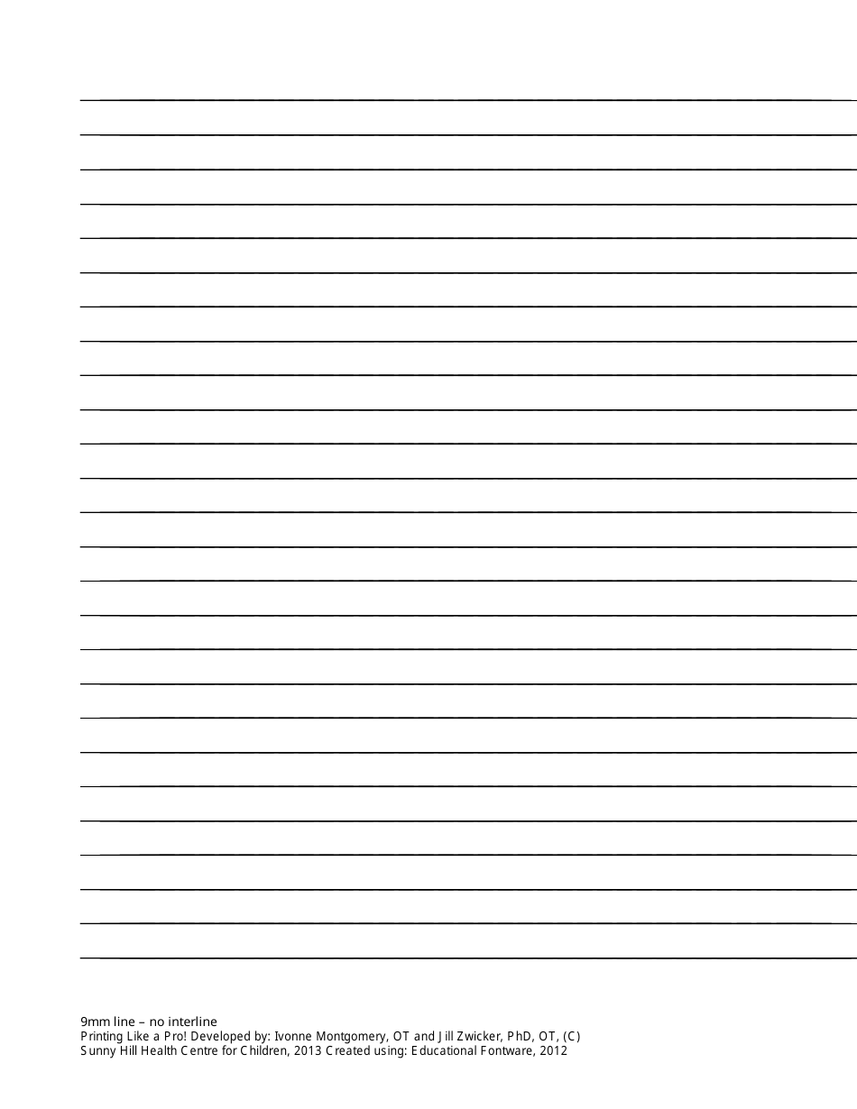 Lined Paper Templates: Half Page With Interline, Full Page With Interline, Full Page With Fading Interline, and Full Page Without Interline, Page 9