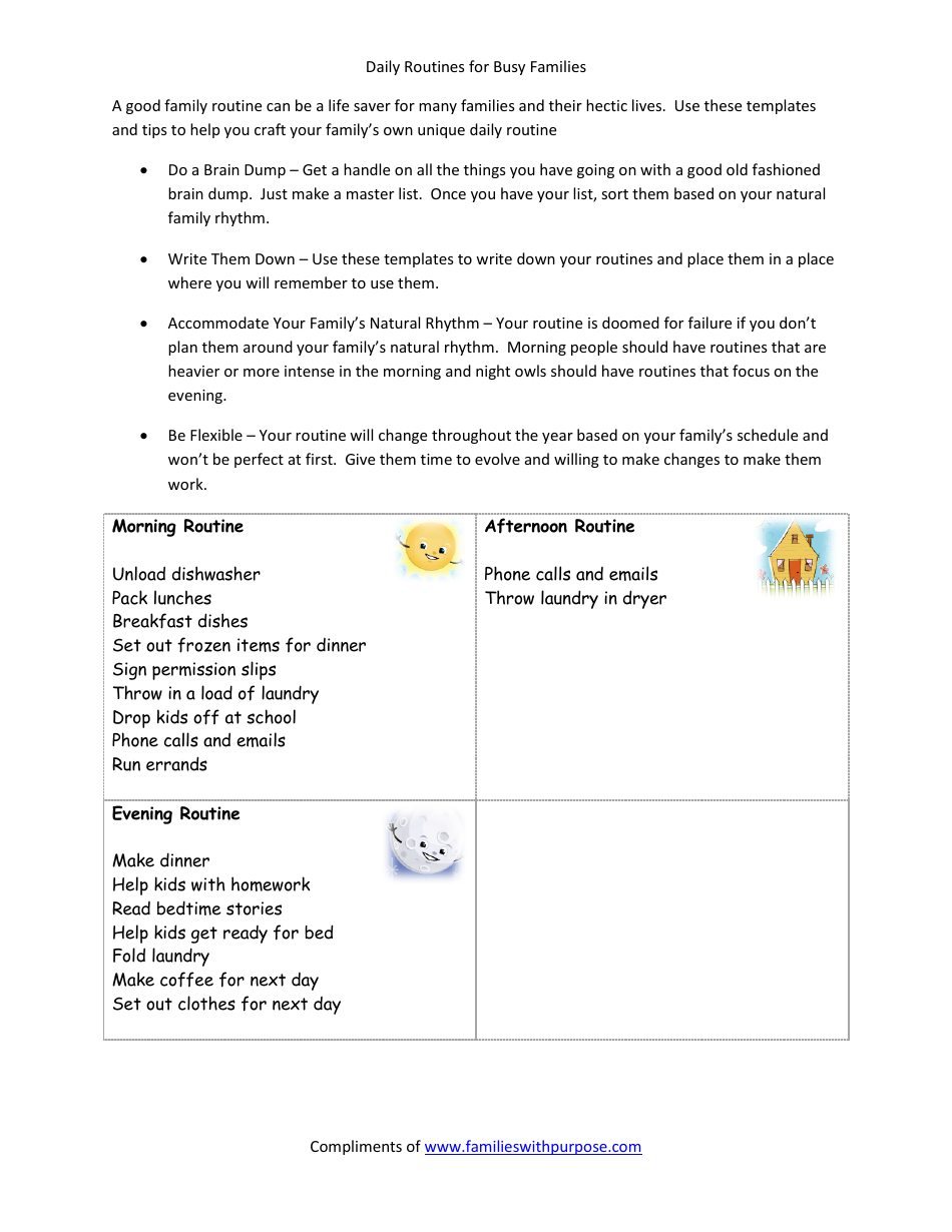 Daily Routines for Busy Families Template - Image Preview