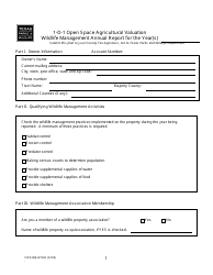 Form PWD888-W7000 1-d-1 Open Space Agricultural Valuation Wildlife Management Annual Report - Texas
