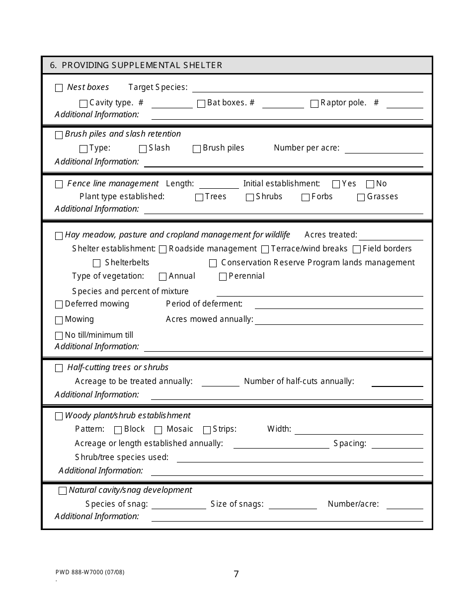 Form PWD888-W7000 1-d-1 Open Space Agricultural Valuation Wildlife Management Annual Report - Texas, Page 7