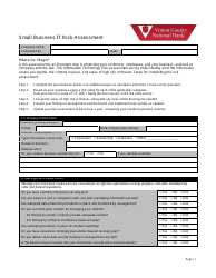 Document preview: Small Business It Risk Assessment Form - Vinton County National Bank