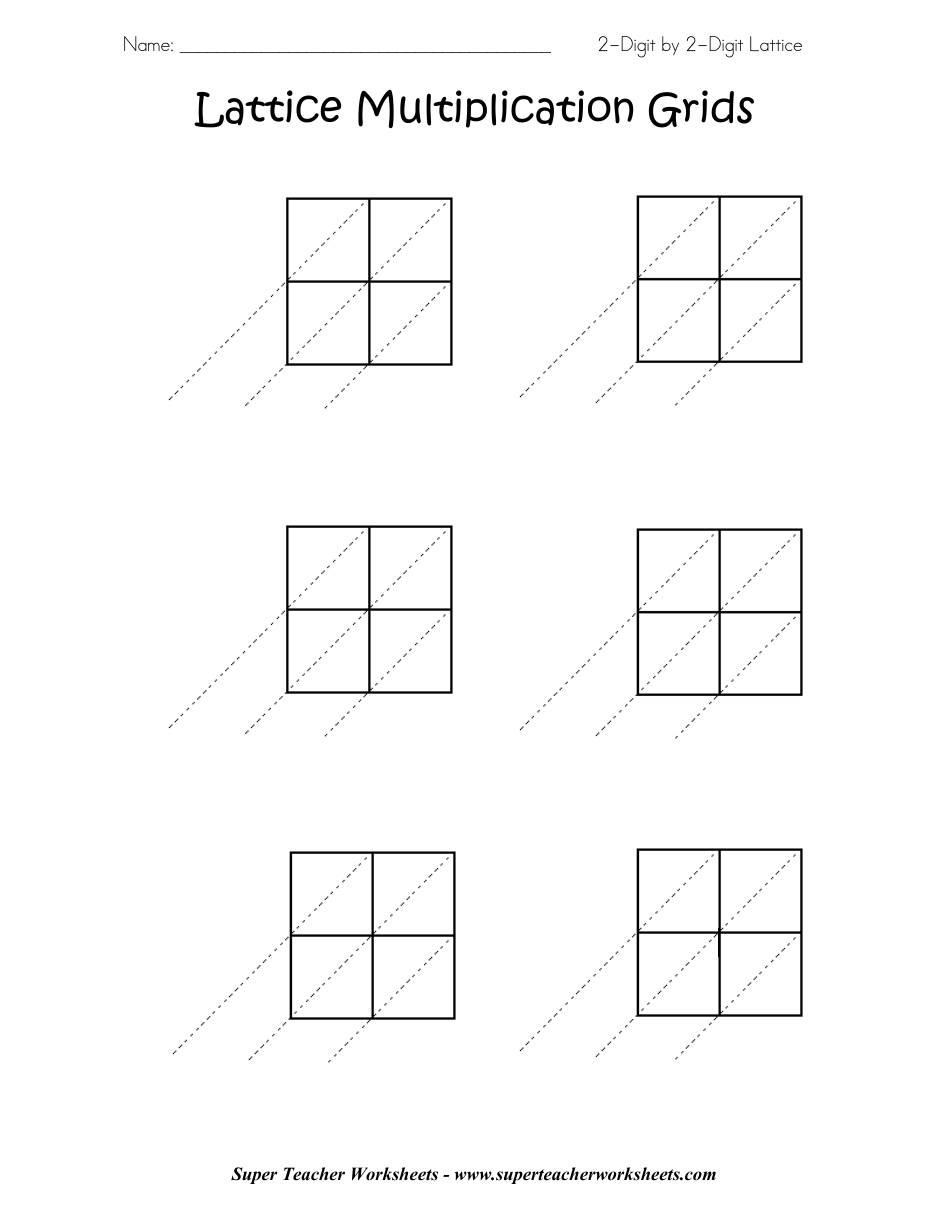 2-digit by 2-digit Lattice Multiplication Grids Template image preview
