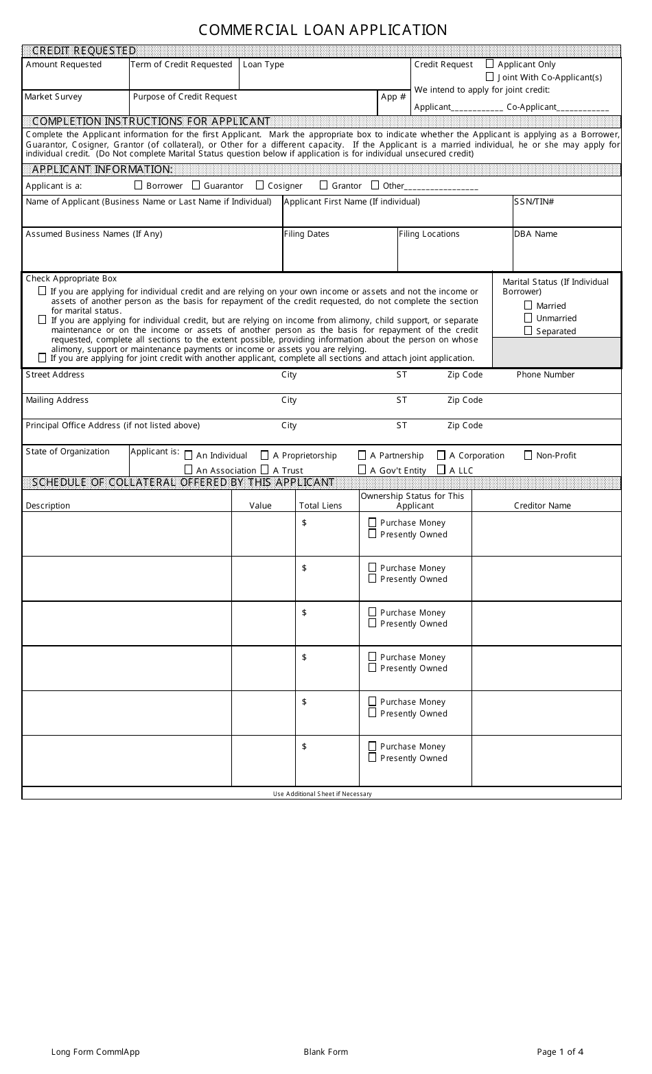 Commercial Loan Application Template