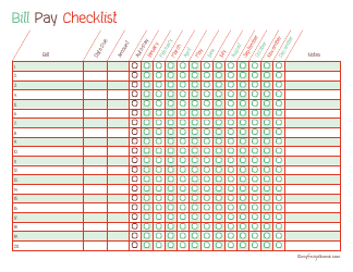&quot;Bill Pay Checklist Template&quot;