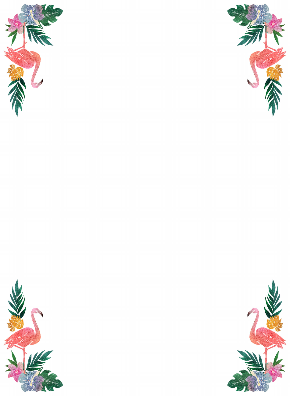 Flamingo Page Border Template Preview - elegantly designed and ready to be downloaded on TemplateRoller.com.