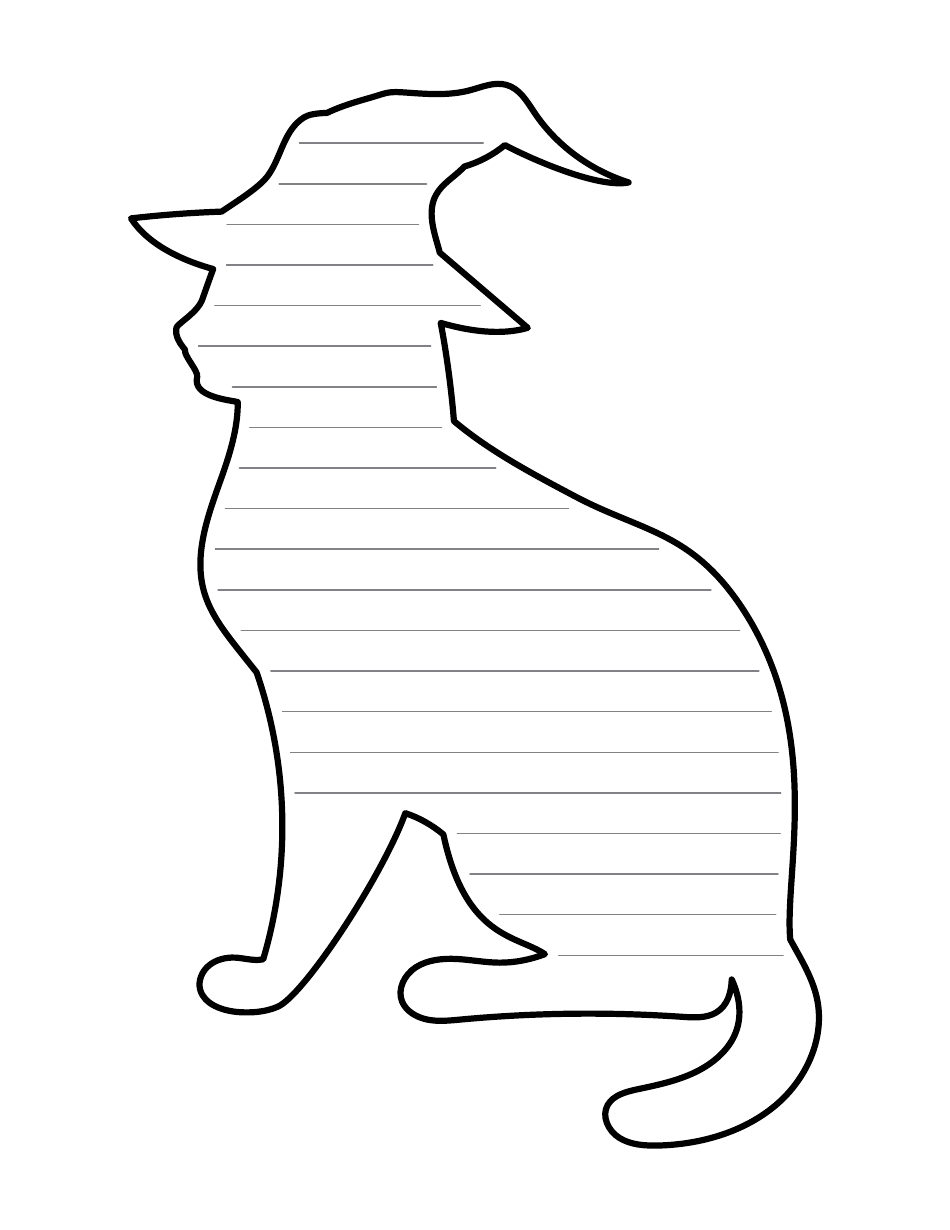 Halloween Writing Paper Template with Cat
