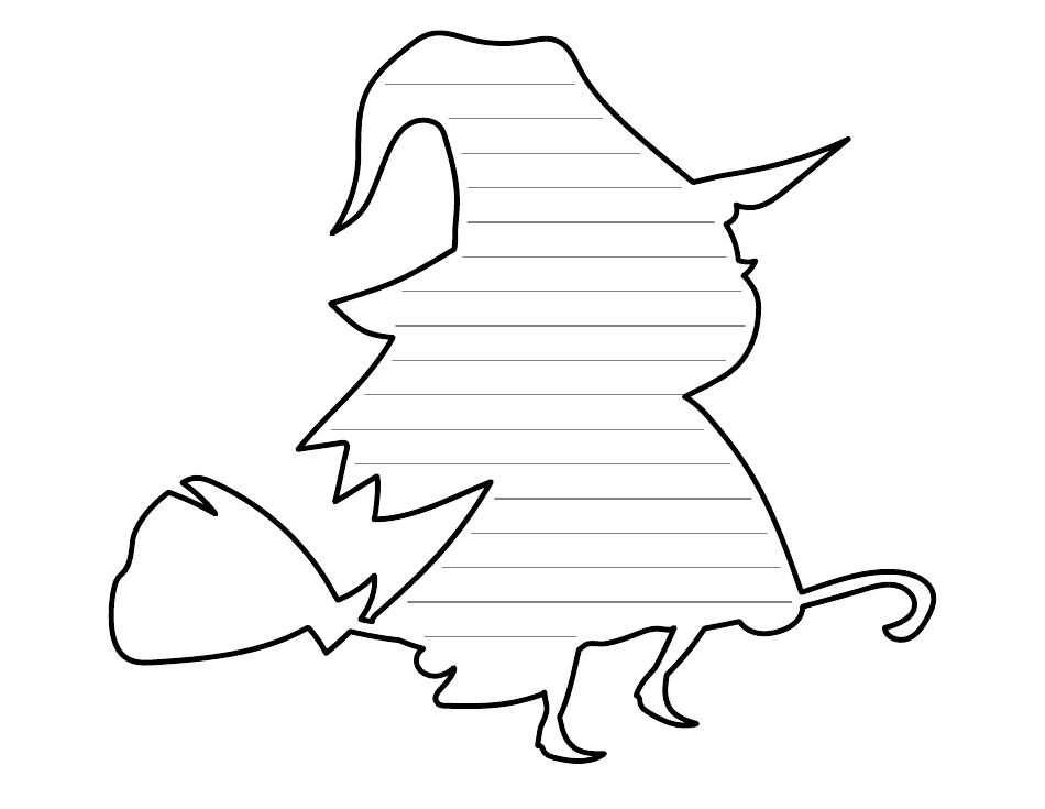 Halloween Writing Paper with Witch Illustration