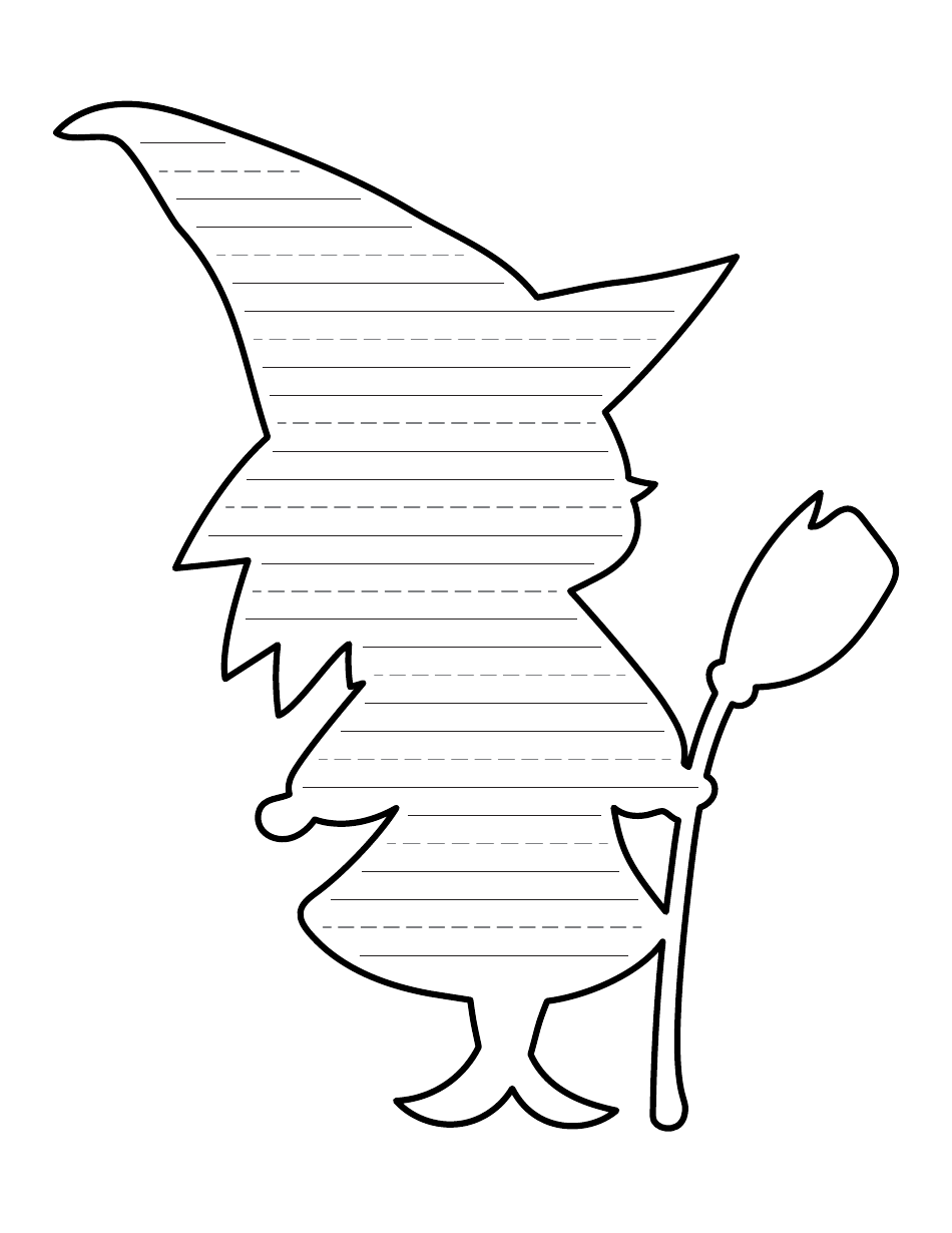 Halloween Writing Paper Template - Witch With Hat, Page 3