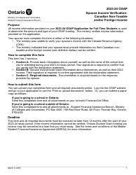 Document preview: Osap Spouse Income Verification - Canadian Non-taxable and/or Foreign Income - Ontario, Canada, 2024