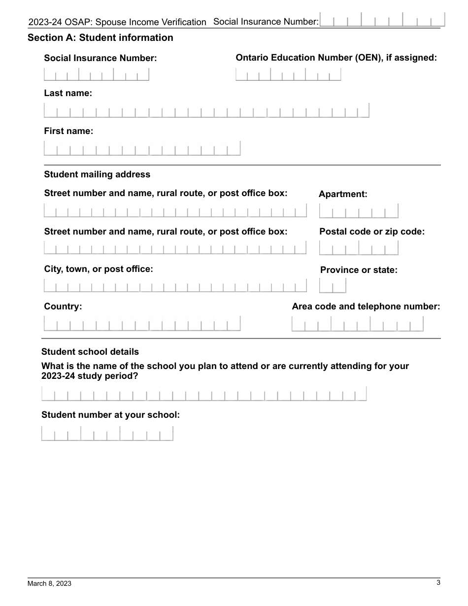 Osap Spouse Income Verification - Canadian Non-taxable and / or Foreign Income - Ontario, Canada, Page 3