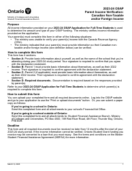 Document preview: Osap Parent Income Verification - Canadian Non-taxable and/or Foreign Income - Ontario, Canada, 2024
