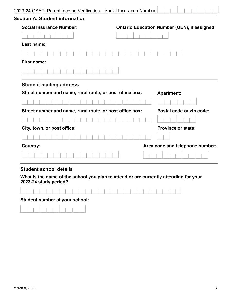 Osap Parent Income Verification - Canadian Non-taxable and / or Foreign Income - Ontario, Canada, Page 3