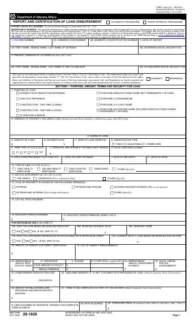 VA Form 26-1820  Printable Pdf