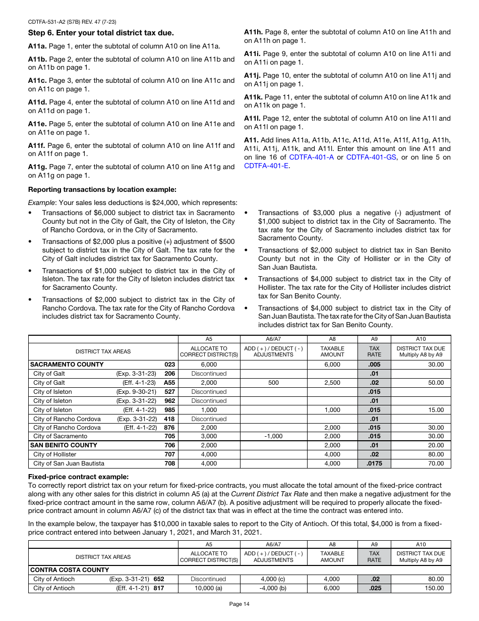 Form CDTFA-401-A State, Local, and District Sales and Use Tax Return - California, Page 17