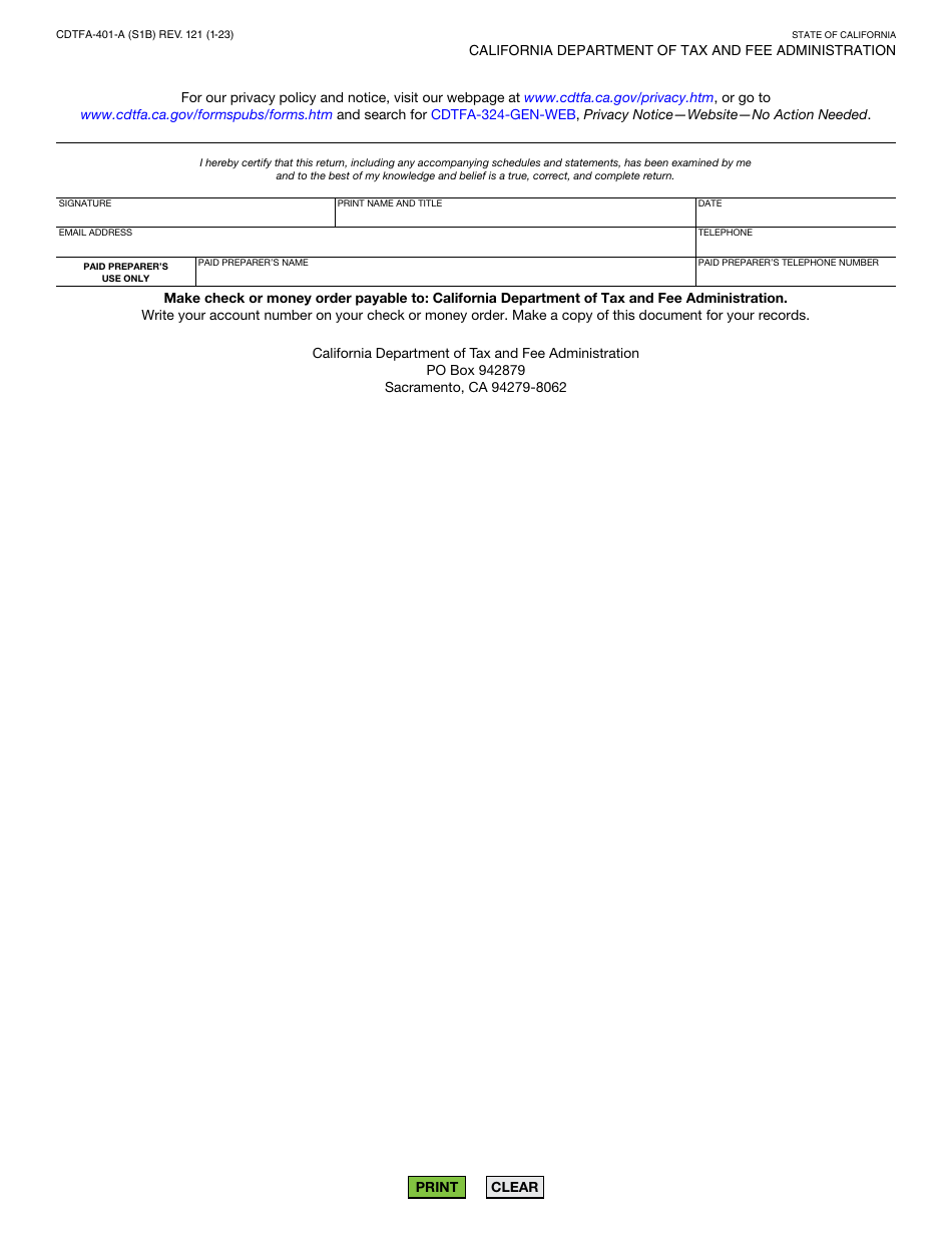 Form CDTFA-401-A State, Local, and District Sales and Use Tax Return - California, Page 2