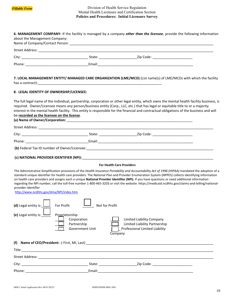 Form DHHS/DHSR/MHL5001 - Fill Out, Sign Online And Download Fillable ...