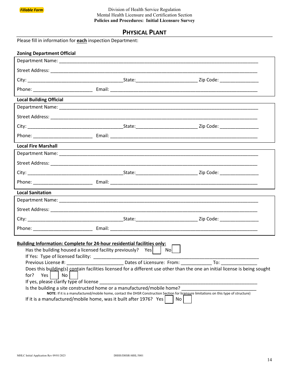 Form DHHS/DHSR/MHL5001 - Fill Out, Sign Online And Download Fillable ...