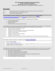 Form DHHS/DHSR/MHL5001 Initial Licensure Application Packet - Mental Health Licensure and Certification Section - North Carolina, Page 2