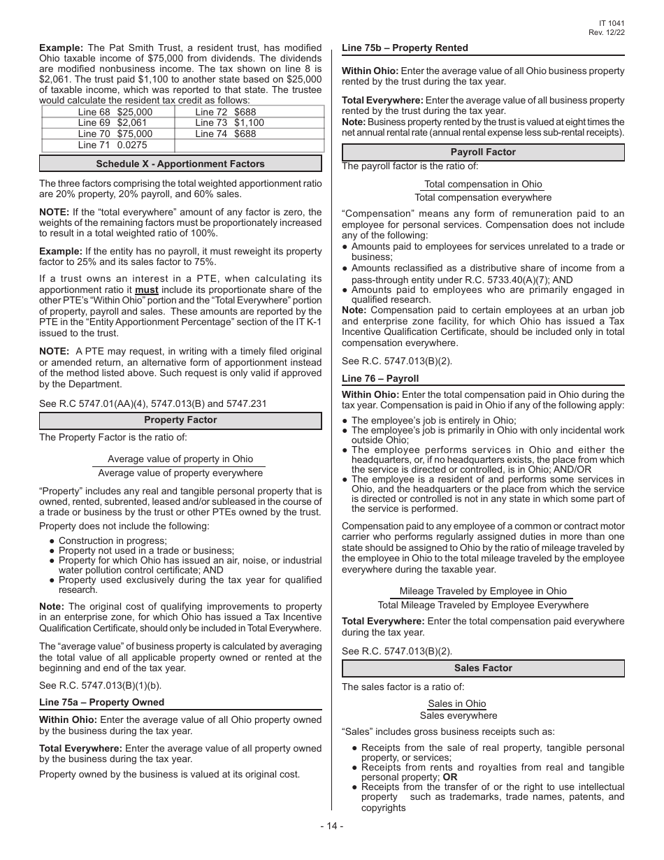 Instructions for Form IT1041 Fiduciary Income Tax Return - Ohio, Page 16