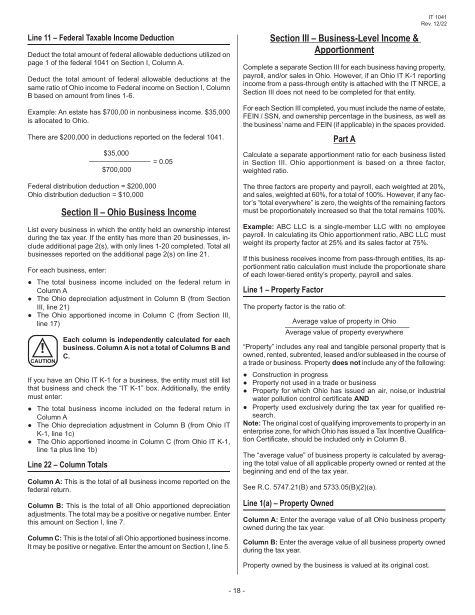 Instructions for Form IT1041 Fiduciary Income Tax Return - Ohio, Page 20