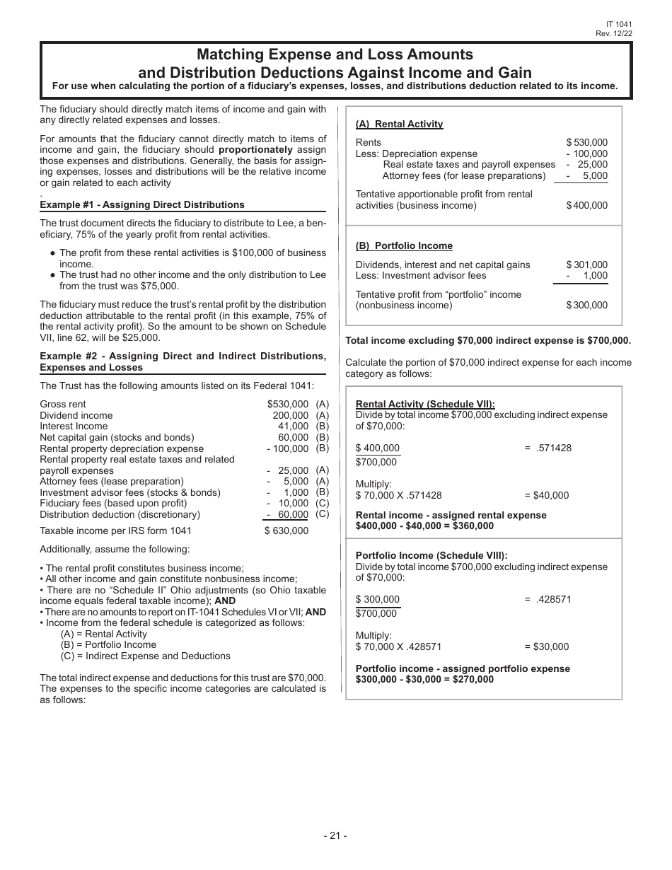 Instructions for Form IT1041 Fiduciary Income Tax Return - Ohio, Page 23