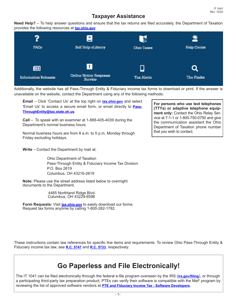 Instructions for Form IT1041 Fiduciary Income Tax Return - Ohio, Page 3